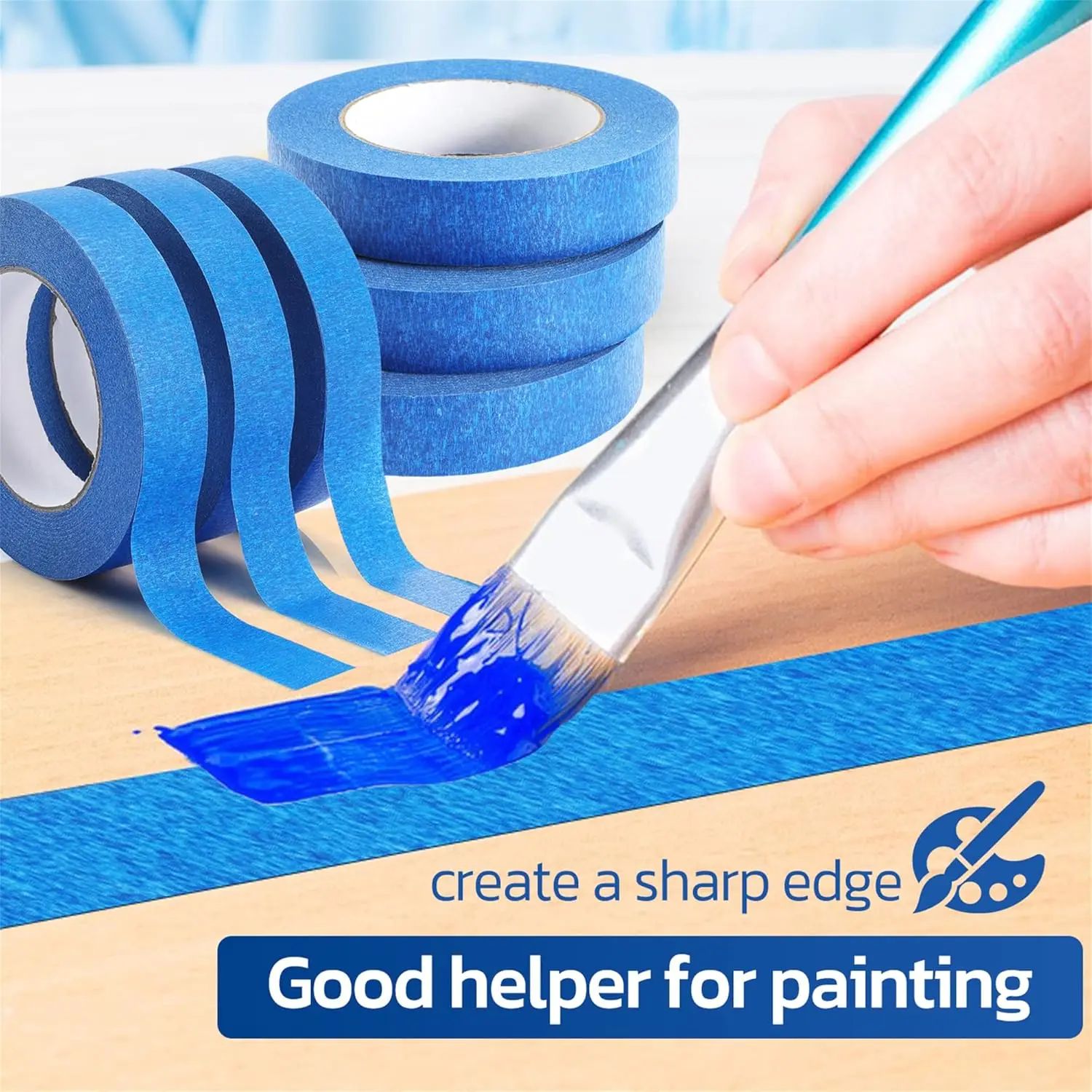 Blue Paint Tape Easy Removal Masking Painter Tapes for DIY Wall Painting Crafts Construction Release Trim Edge Painter's Tape