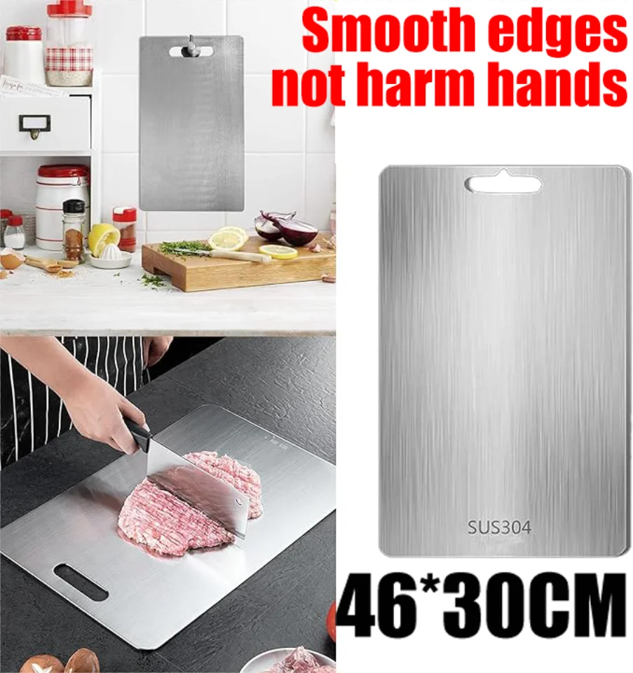 

Board Kitchen Cutting Boards For Stainless 304 Steel Non-slip Thickened Double-Sided Food Grade Portable Fruit Meat Chopping