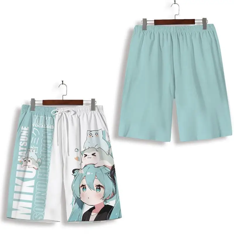 Japanese Fashion Brand Shorts for Men and Children Cartoon Animation Surrounding 3D Anime Beach Pants Design Feel Versatile