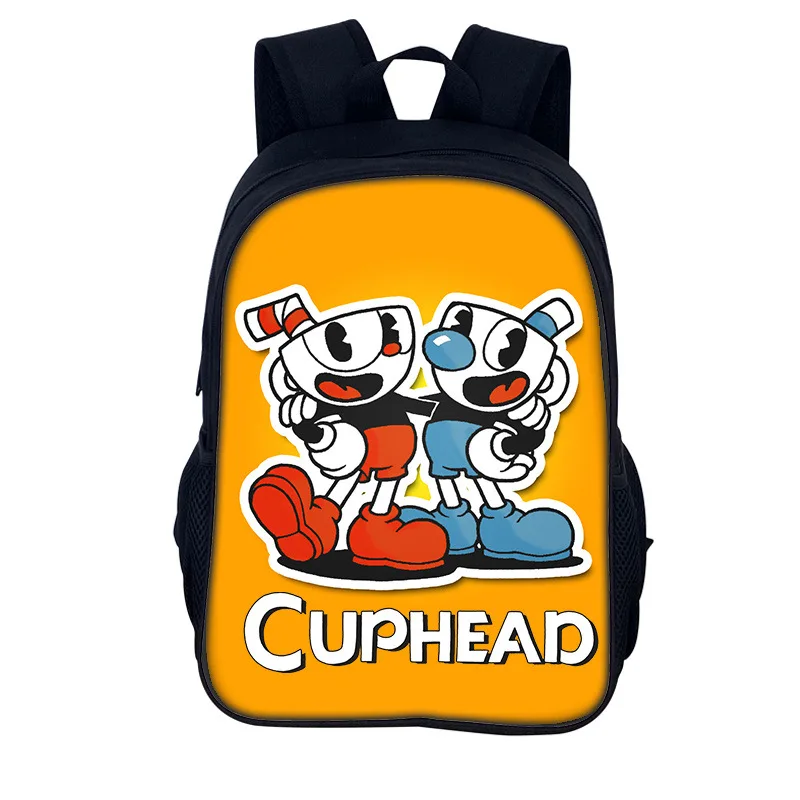 Custom Hot Game Cartoon Cuphead Mugman Backpacks Boys Girls Casual Bookbag for School College Bags Birthday Gift