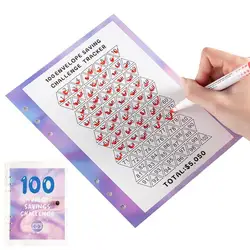 100 Envelopes Money Saving Challenge Budget Tracker Financial Planner Reusable A5 Budgeting Book Waterproof Budget Planners Gift