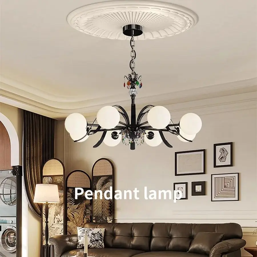 

Living room French retro light luxury high-end magic bean LED chandelier hall creative romantic atmosphere lamps