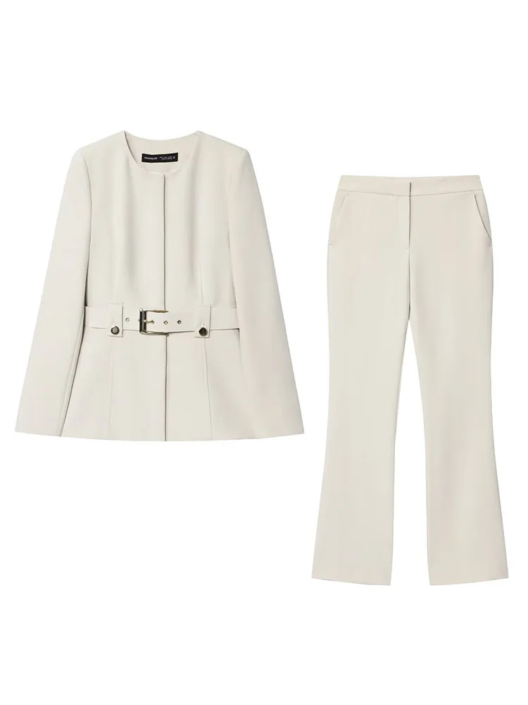 

2025 Women Autumn Pant Suits 2-Pieces Sets Casual Solid Blazers Coats and Trousers Female Elegant Street Two Suit Clothing