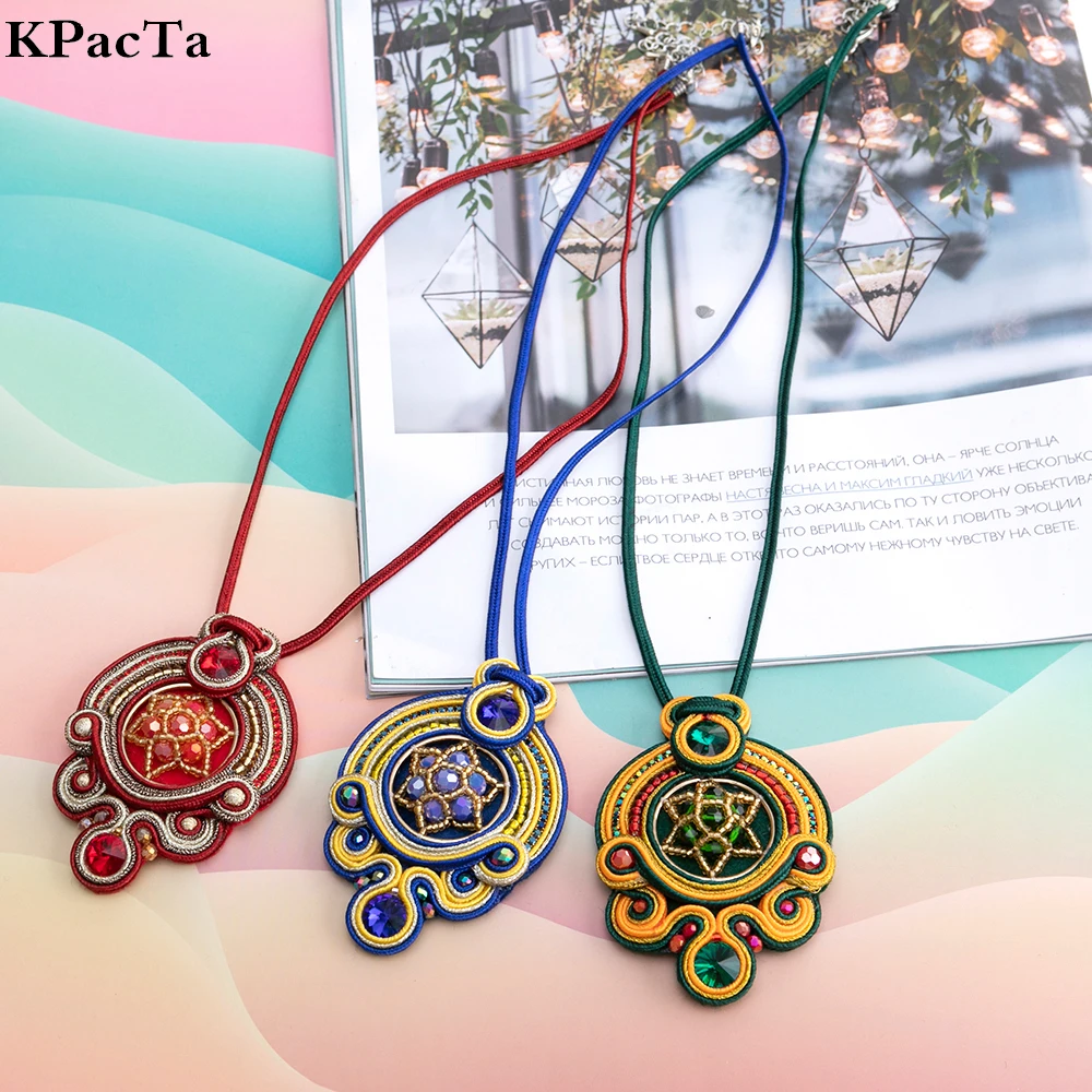 

Handmade Necklace Bohemian Vintage Tassel Ethnic Ethnic Women Crystal Decoration Stones Pendant Necklace For Women's Jewelry
