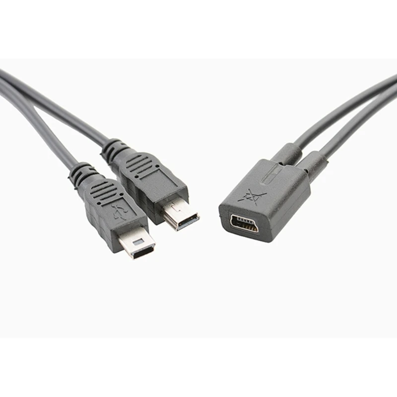 Mini USB 1 do 2 lat kabel splittera kabel USB 2.0 Mini 5-pinowy żeński do podwójnego 2 męski konwerter do szybkiego ładowania