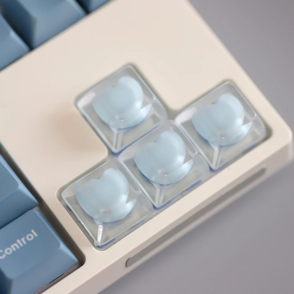 4 Stück süße Liebesherz-Harz-Tastenkappen für Cherry MX Switch mechanische Gaming-Tastatur, handgefertigt, 1,25 u Strg, hintergrundbeleuchtete Tastenkappen, Mädchen-Geschenk