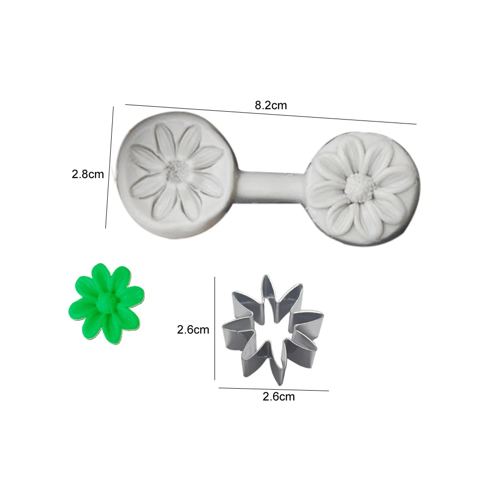 2PCS Daisy &Five Star &Hydrangea Flower Silicone Moulds&Cutters Fondant Gumpaste Sugar Clay Molde Silicon Cake Decoration Tools