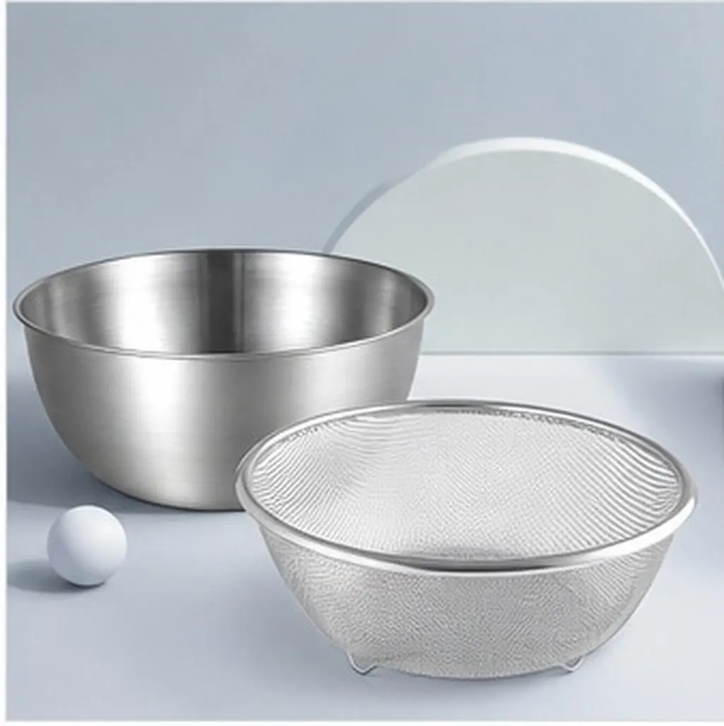 1Set Rice Strainer Colander with Dual Layer Design Drain and Store Water Fast Draining Hollow Bottom Smooth Edges for Fruits