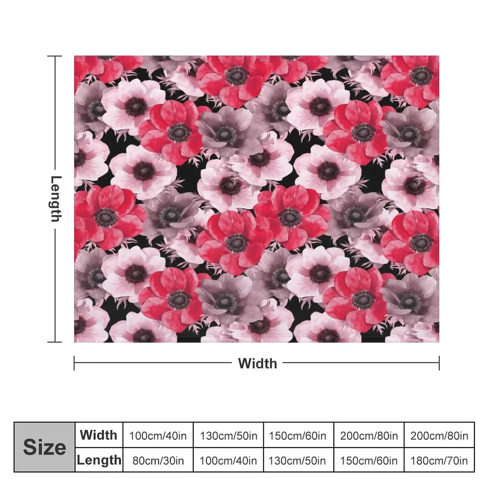 red anemone pattern Throw Blanket Multi-Purpose warm for winter Hairys Blankets