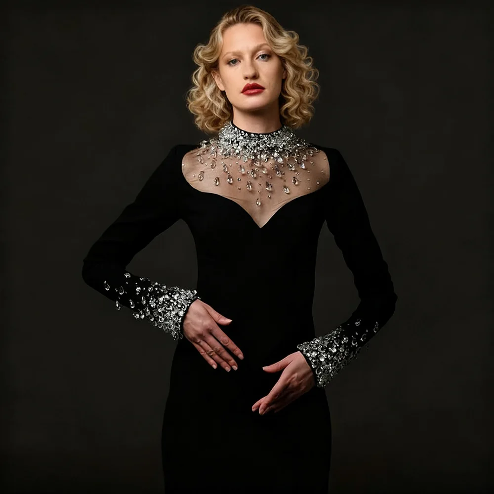 

Hot Selling 2026 New European and American Fashion Long Skirt Dress Heavy Industry Beads Long Dress