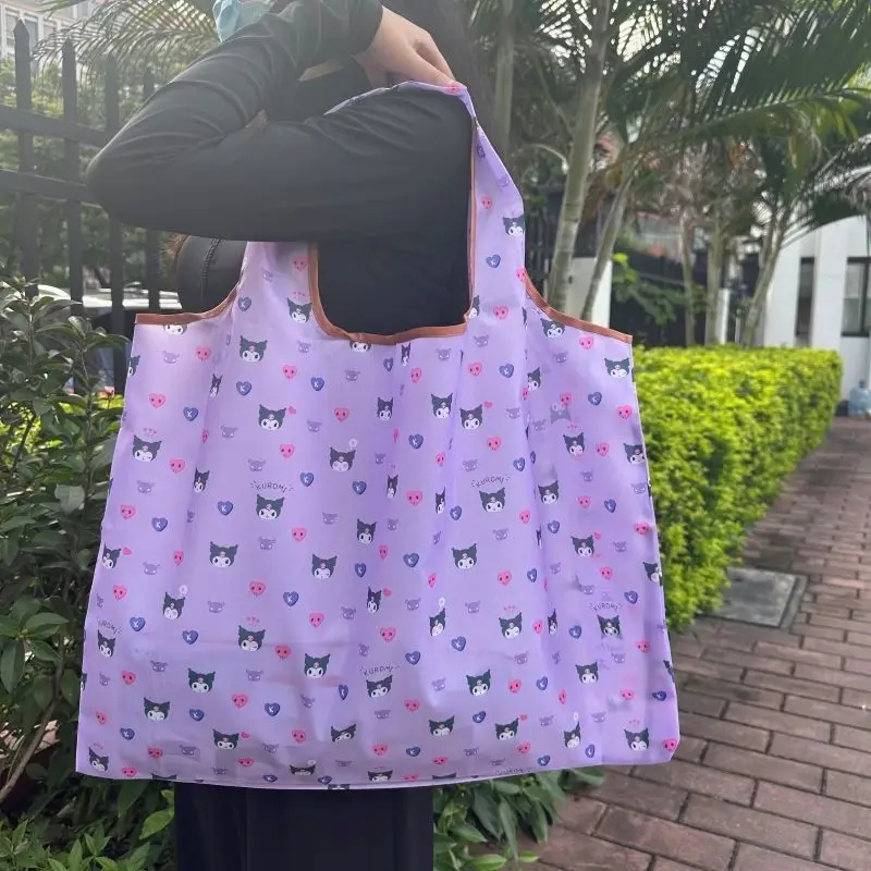 New Sanrio Hello Kitty Print Cute Shopper Bag Large Capacity Trendy Cloth Bag Friendly Canvas Tote Bag Y2k Shoulder Bag Kawaii