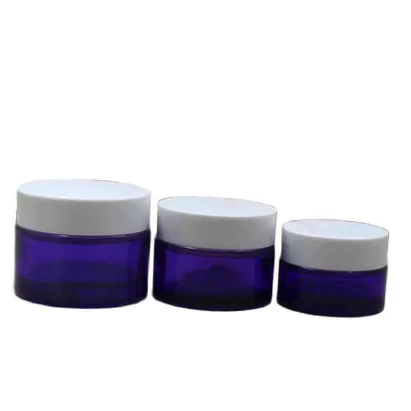 

20pcs Empty Purple Glass Cream Containers Plastic White Lid Cosmetic Cream Jars Travel Skincare Refillable Bottle 20G 30G 50G
