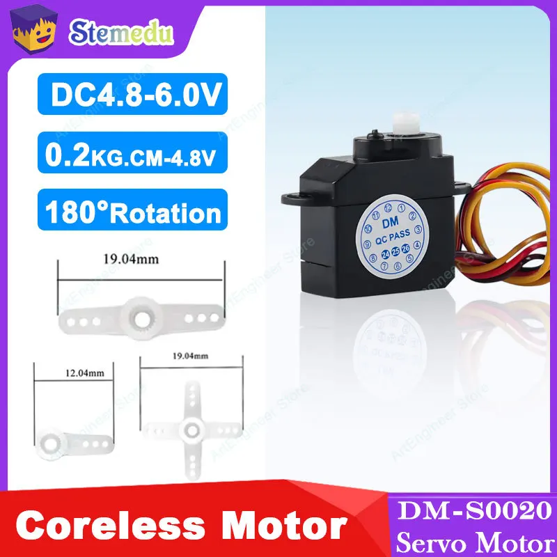 DM-S0020 Micro Servo 3.7V-5V 180° Mini Steering Gear with JR Connector for RC Drones Smart Cars Robot DIY Projects