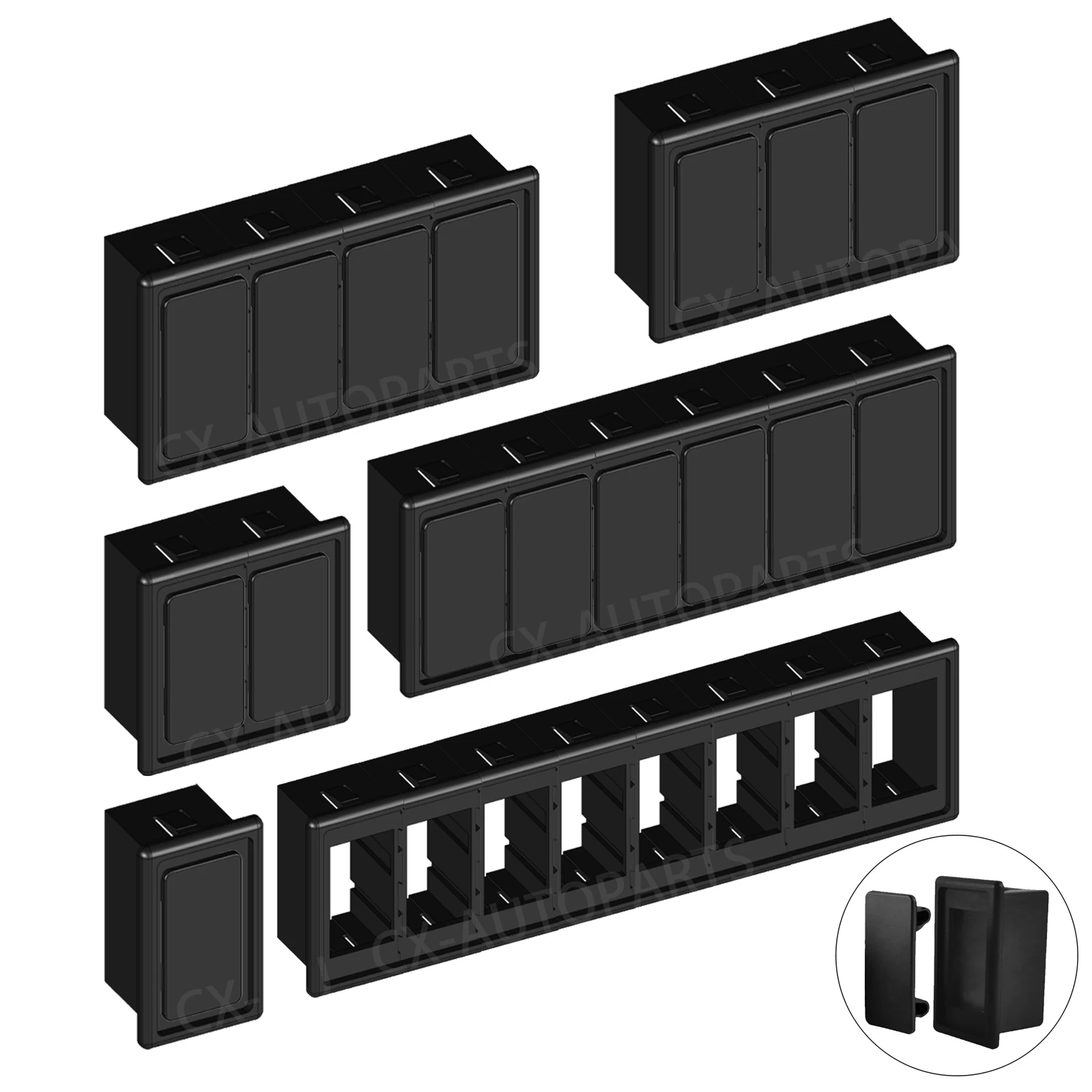 Marco universal de ABS para panel de interruptores de salpicadero, soporte DIY con cubierta negra para interruptor basculante de espera de 12V para barco, 4x4, ARB, Carling, Narva