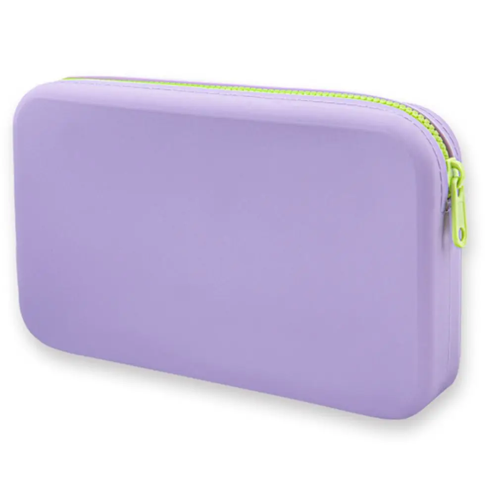 

Cute Large Capacity Silicone Storage Bag Solid Color Contrasting Colors Square Cosmetic Bag Coin Money Bags Makeup Brush Holder