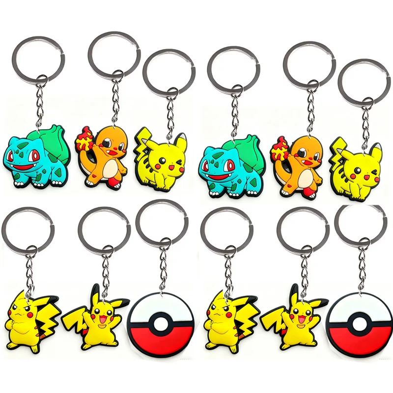 Pikachu fiesta Favor llavero suministros Pokemon figura dibujos animados moda PVC llavero colgante accesorios cumpleaños bolsa de regalo de Navidad