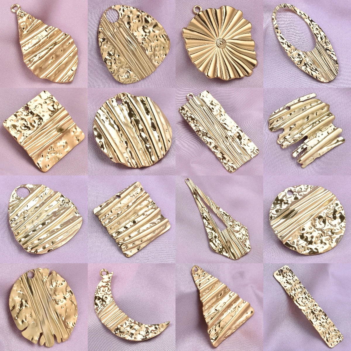 

Luxury 6pcs/lot Stainless Steel Pendants Large Textured Graphics DIY Earring Charms Jewelry Making Findings for Women Necklace