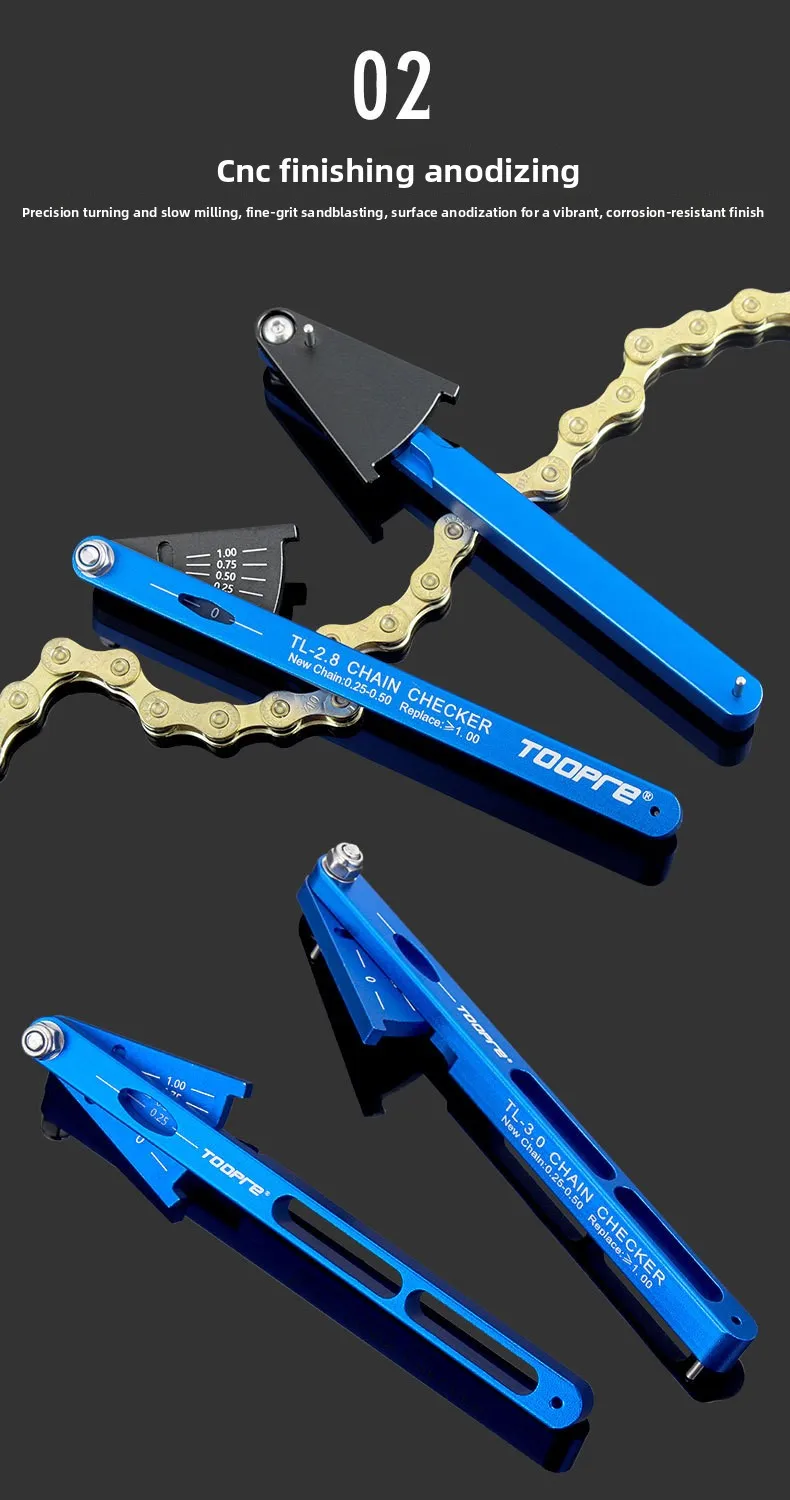TOOPRE Fahrradketten-Messgerät Verschleißmesslineal Mountainbike- und Rennrad-Kettenspannungserkennungs- und Wartungswerkzeug – Detail 4