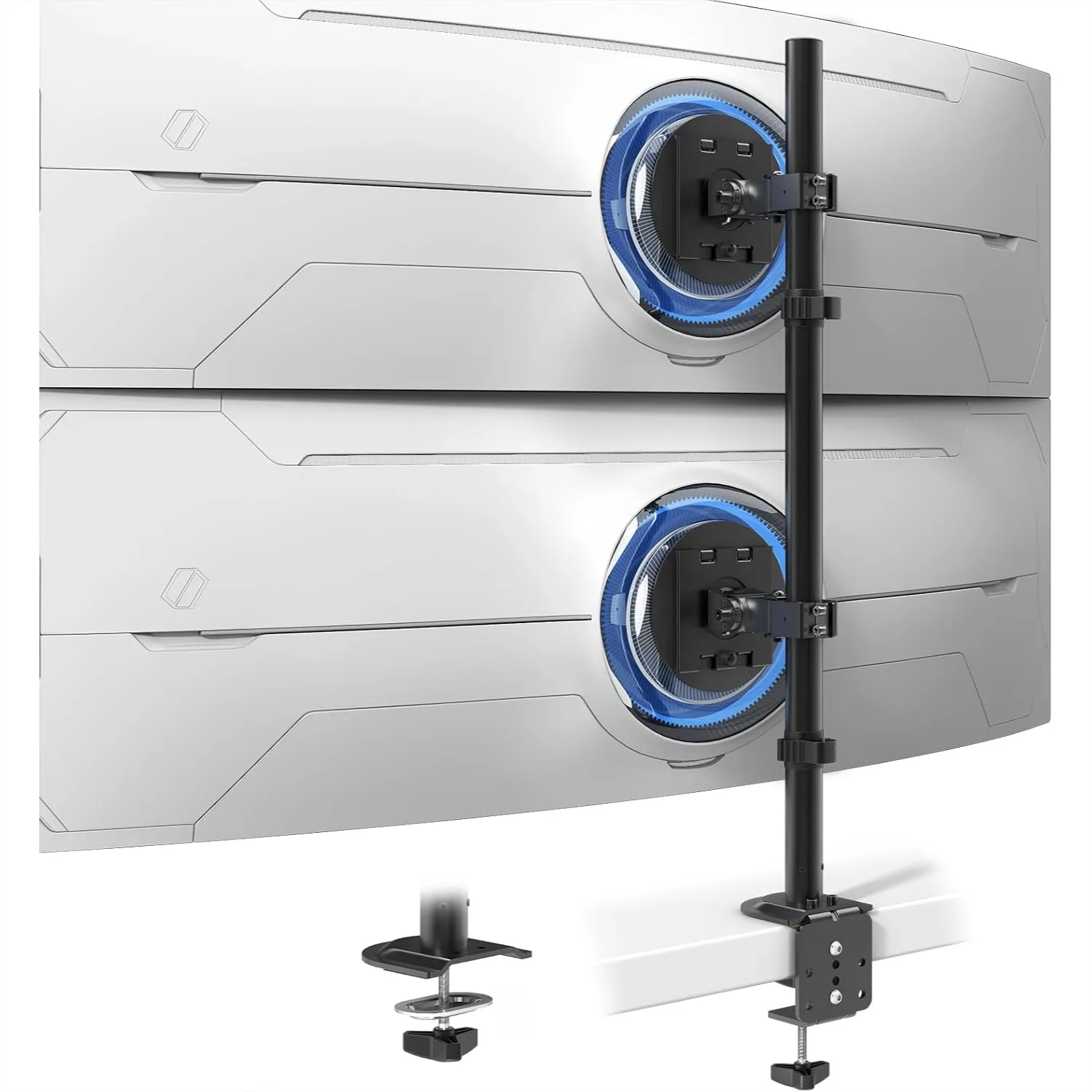 

Heavy Duty Dual Monitor Arm for 17-49'' Double Vertically Stacked Mount, Extra Tall Ultrawide Desk Stand Holds 44 lbs per