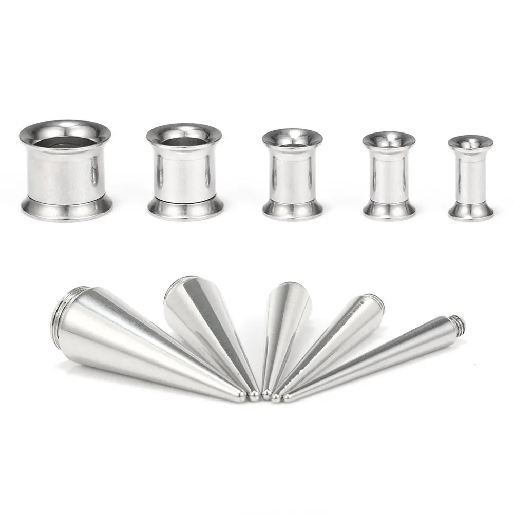 Unisex 2 in 1 Edelstahl Schraube fit austauschbare Kegels topfen Piercing Ohr Tunnel Trage Expander 6g 4g 2g 0g 00g Messgerät