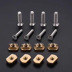 4Pcs Brass M8 M6 Mounting and T-Nuts Screws for Hydrofoil All Standard Tracks System Water Sport Windsurfing Surfing Accessories