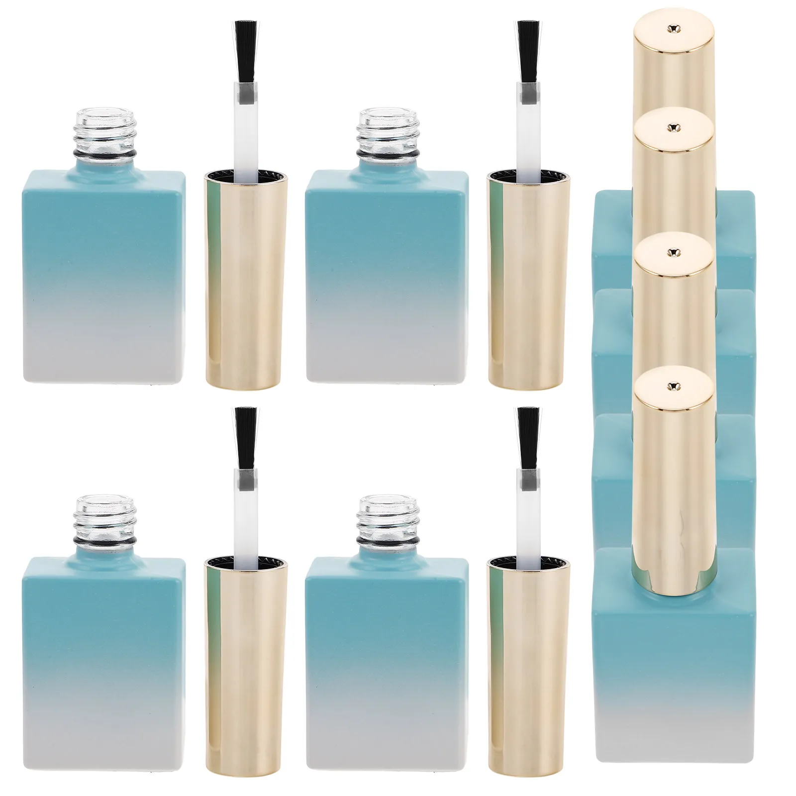 

Набор из 8 флаконов для лака для ногтей, 11,7 мл, стеклянные многоразовые бутылочки со встроенной кисточкой, градиентный дизайн, для использования в салонах, принадлежности для нейл-арта