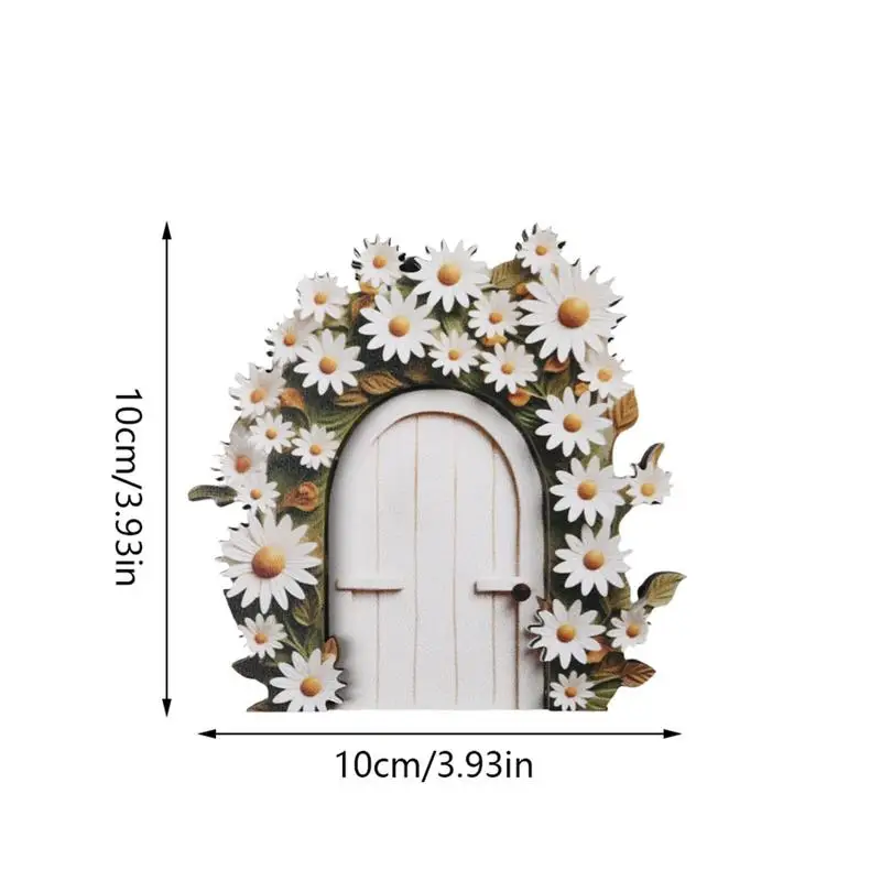 Puerta en miniatura de hadas de madera para jardín, puerta de hadas de elfo, escultura de patio, puertas de Arte de jardín de hadas para árboles al aire libre, hogar de hadas