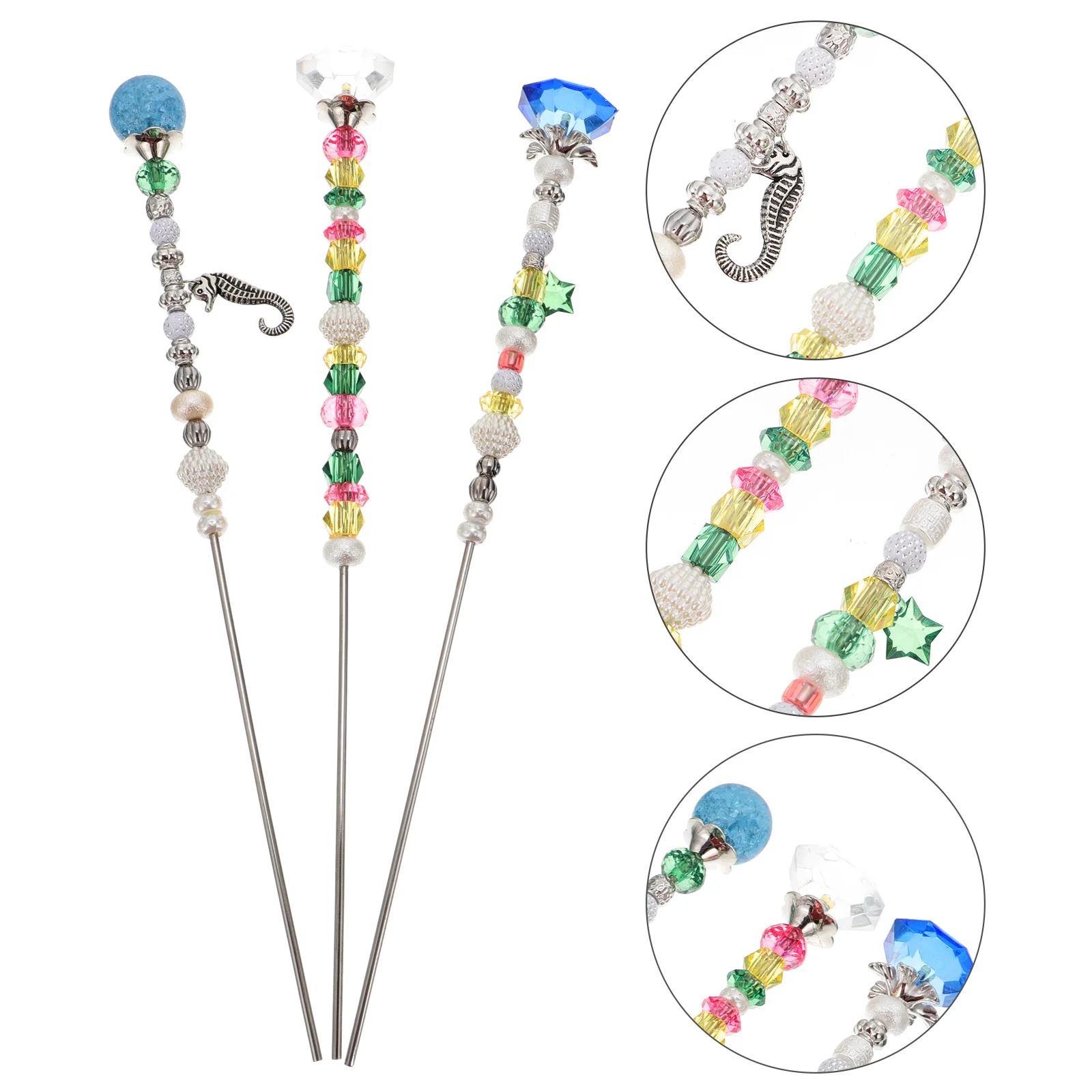 3Pcs Creative Kids Fairy Wand Costume Accessory Decorative Stick for Girls Birthday Gift Role Play Cosplay Child Clothing Decor