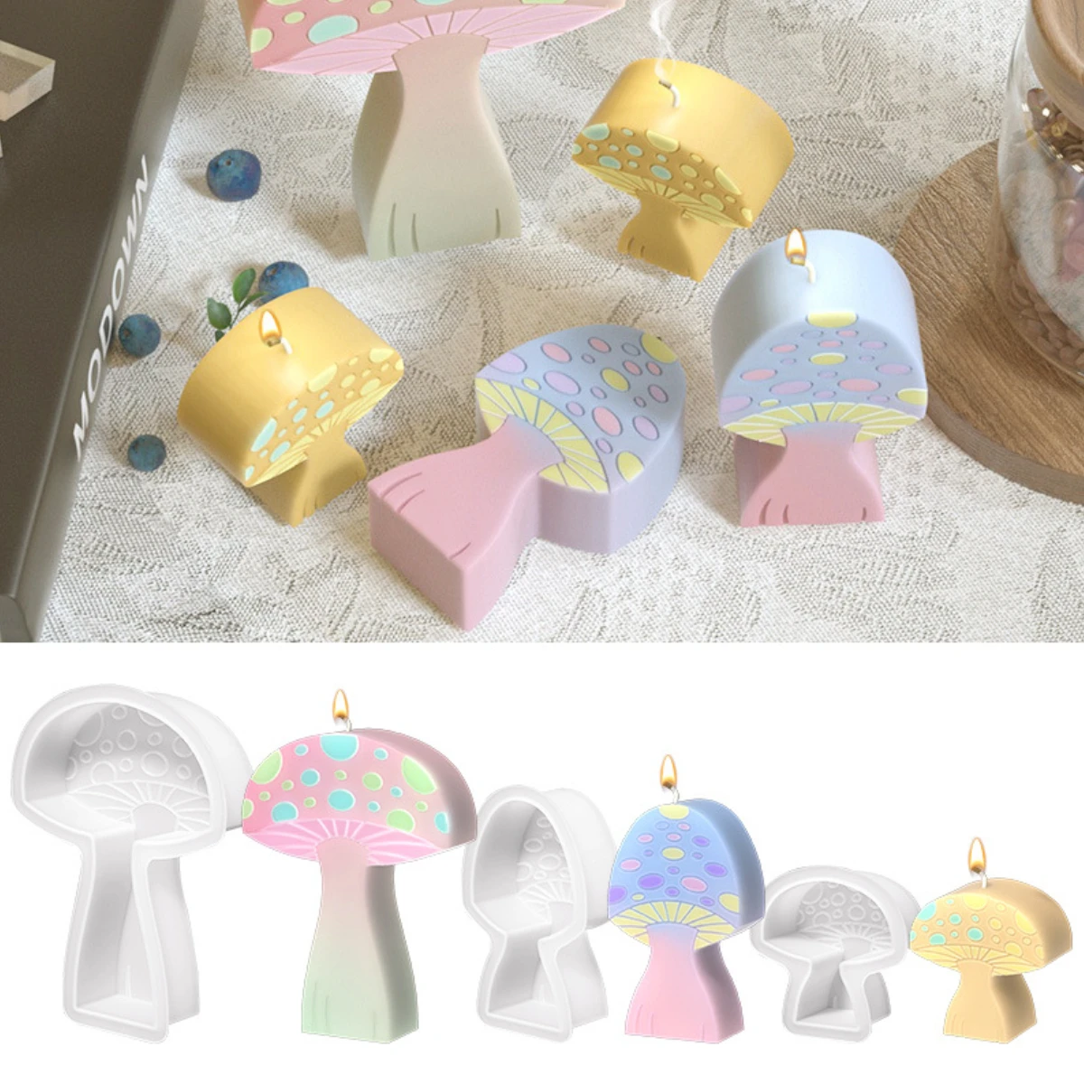 Cartoon Spots Mushroom Candle Making Tool Multi Size Truffle Soap Resin Silicone Mold Lovely Umbrella Shape Chocolate Cake Decor