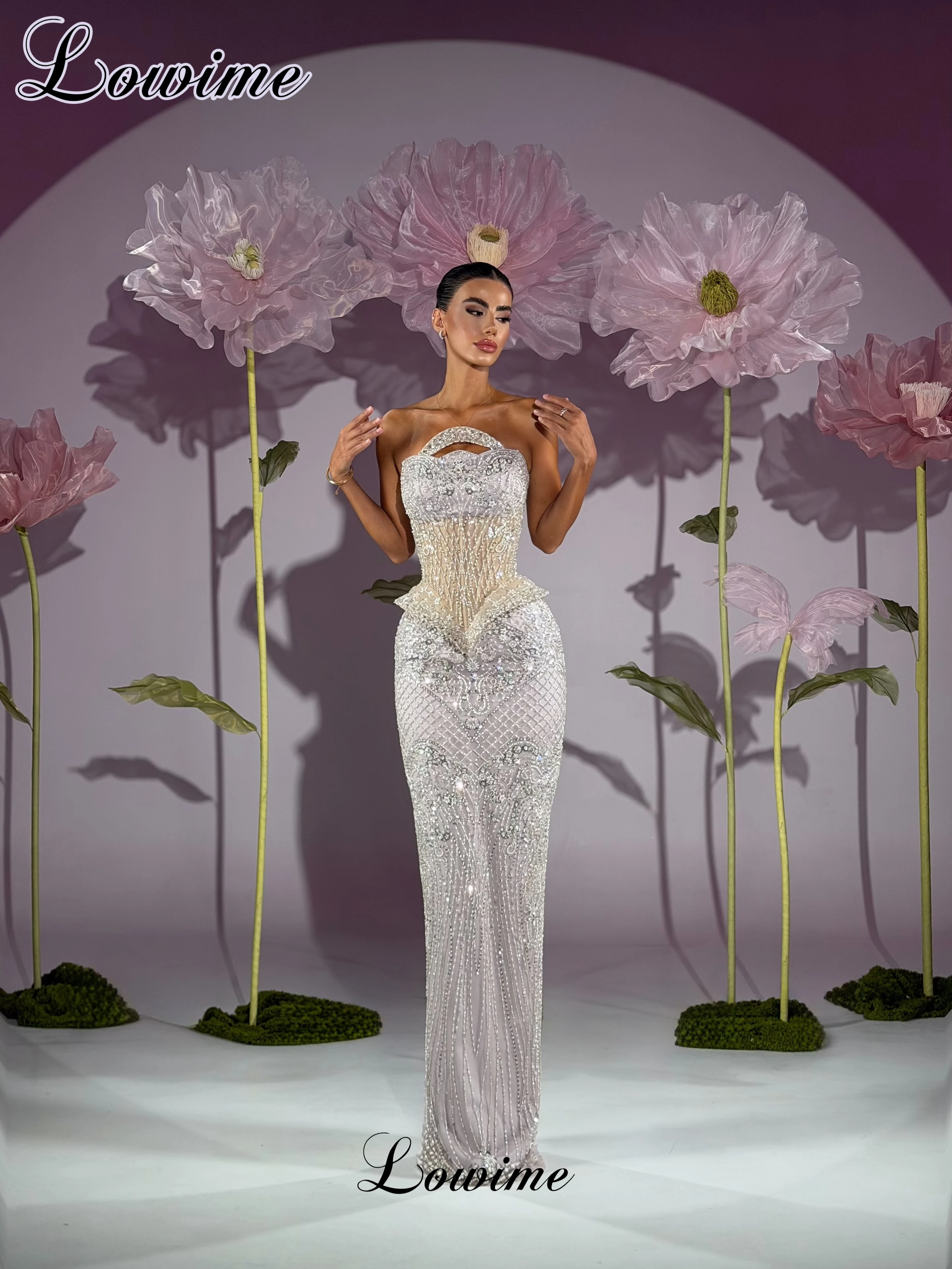 Silver Beaded Prom Dresses With Crystals Strapless Cocktail Dresses Elegant Birthday Dresses Vestidos De Cóctel Customized