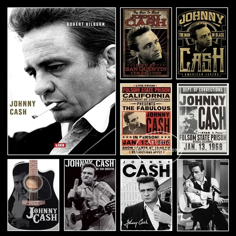 Famous Johnny Cash Guitar American Rural Music Singer Poster Retro Canvas Prints Wall Pictures Living Room Wall Art Home Decor