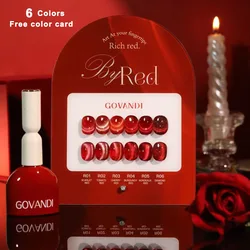High-end Red 3D Cat Eye Magnetic Gel Polish Set With Color Card Soak Off UV LED Glitter Cat's Eye 9D Magnet Nail Gel 6pcs 15ml
