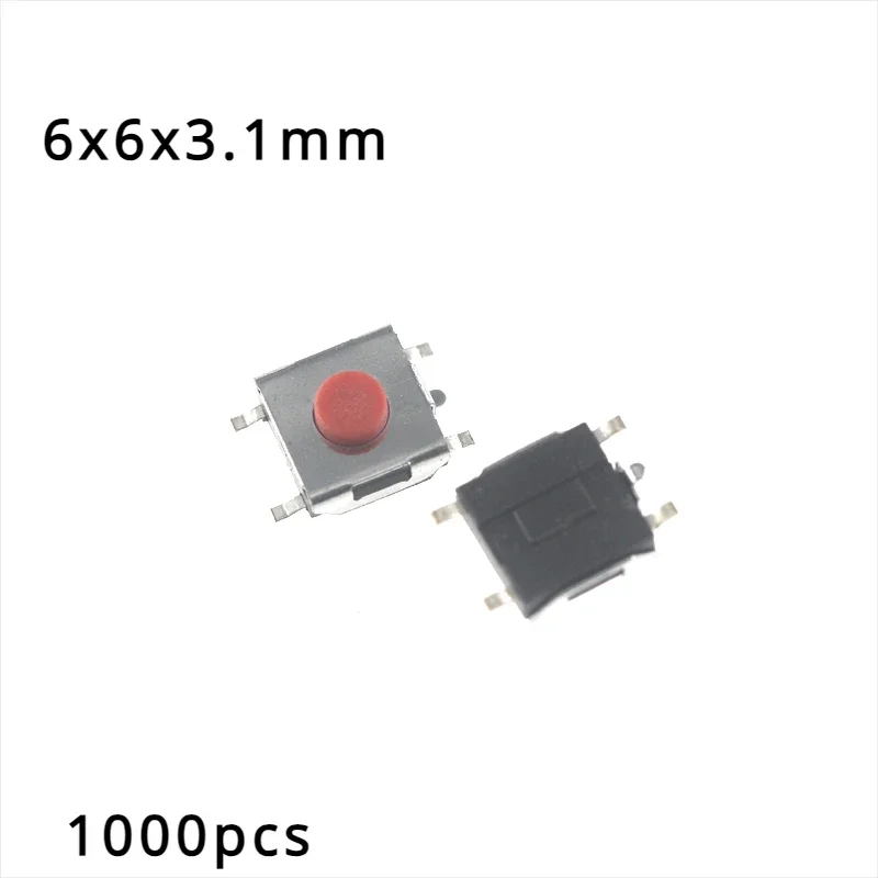 1000PCS 663.1mm 5Pin SMD Flat Red Tactile Push Button Micro Switch Surface Mount Electronic Switch