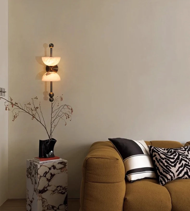 Natural Marble LED Wall Light Black Gold Copper