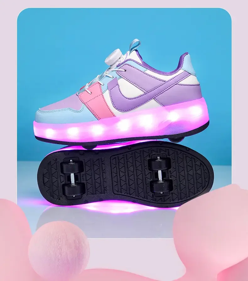 Zapatos de patinaje sobre ruedas para niños, zapatos para caminar para deportes al aire libre a la moda, nuevos zapatos con luz LED, zapatillas bonitas para niños y niñas 2024