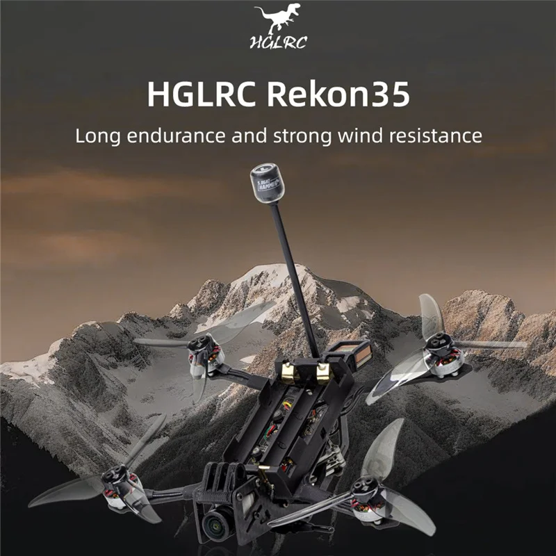 HGLRC Rekon35 3,5 pulgadas 18650 Nano Dron FPV de largo alcance analógico/HD Polar Vista SPECTRE 15A ELRS AIO 1303.5 5500KV 2S LiPo