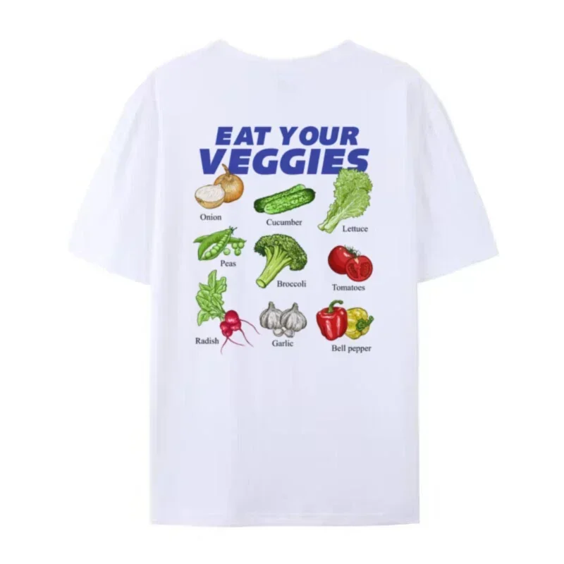 Women Retro Vegetable Graphic Tees Oversized Harajuku Y2k Streetwear T-Shirts Grunge Aesthetic Vegan Shirt Unisex Fashion Tops