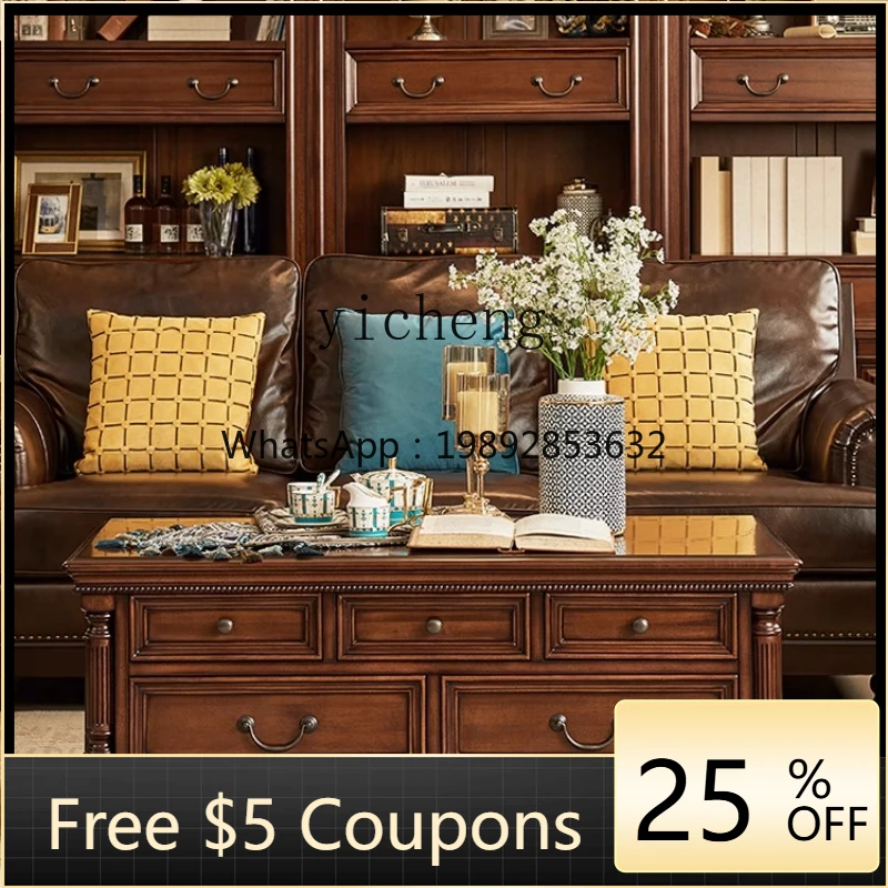 A1  neoclassical gold silk teak all  wood living room furniture 1.3 meters drawer coffee table