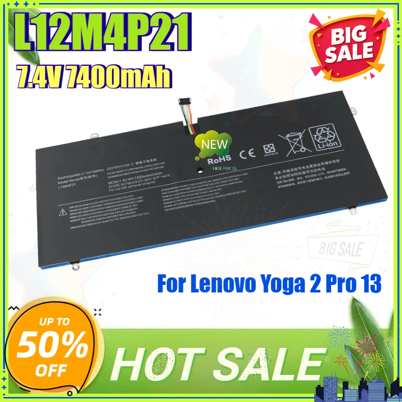7400mAh L12M4P21 Laptop Battery for Lenovo Yoga 2 Pro 13.3 13-IFI 59-382893 121500156 2ICP5/57/128-2 Y50-70AS-ISE 20266 L13S4P21