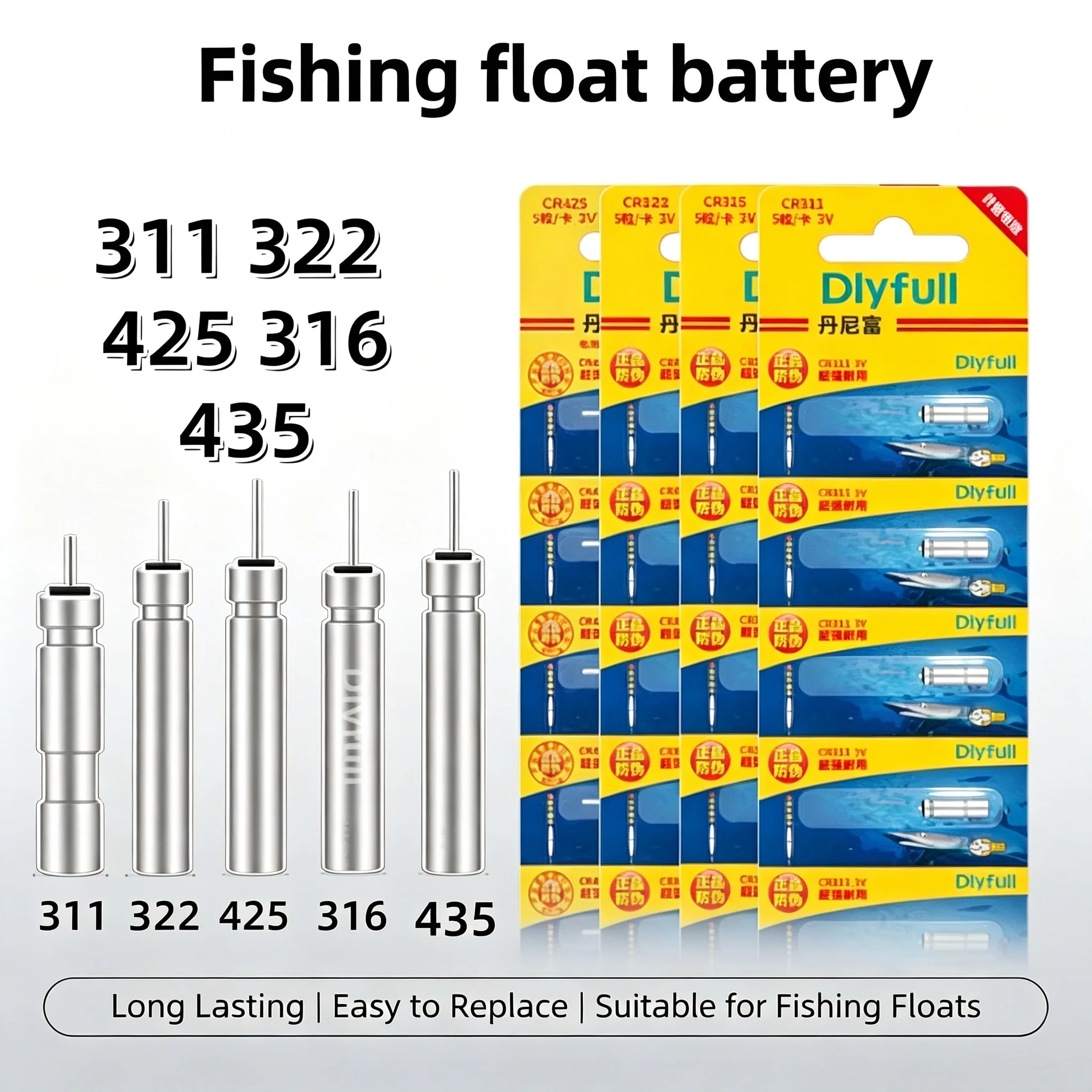 100pcs CR425 CR322 CR311 CR316 CR435 Lithium Battery 3V Fishing Floats Luminous Electric Battery
