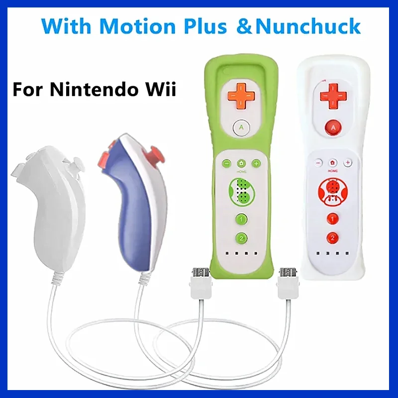 Wii Nunchuck 컨트롤러 세트, 모션 플러스 리모컨, 닌텐도 Wii 게임 제어용 게임 패드, 1 쌍 