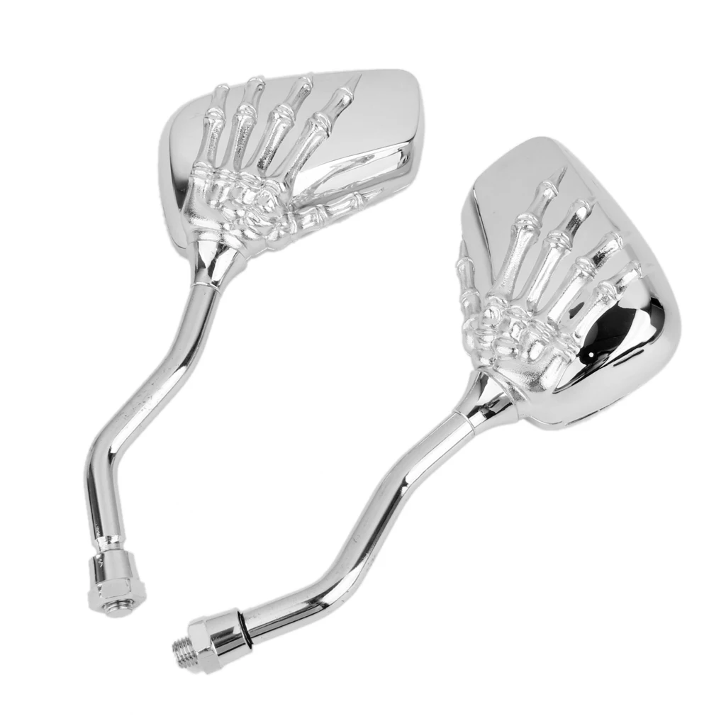 Punk Chrome Skeleton Hand Claw Motorcycle Rearview Side Mirrors 8/10mm image 5