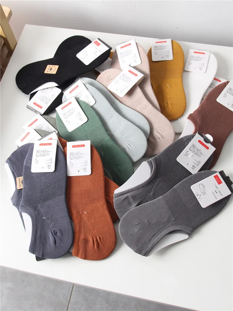 

Men's Essential Cotton Socks Breathable Sweat Absorbent Pure Color Summer Short Socks Boat Socks Comfortable Elastic Casual