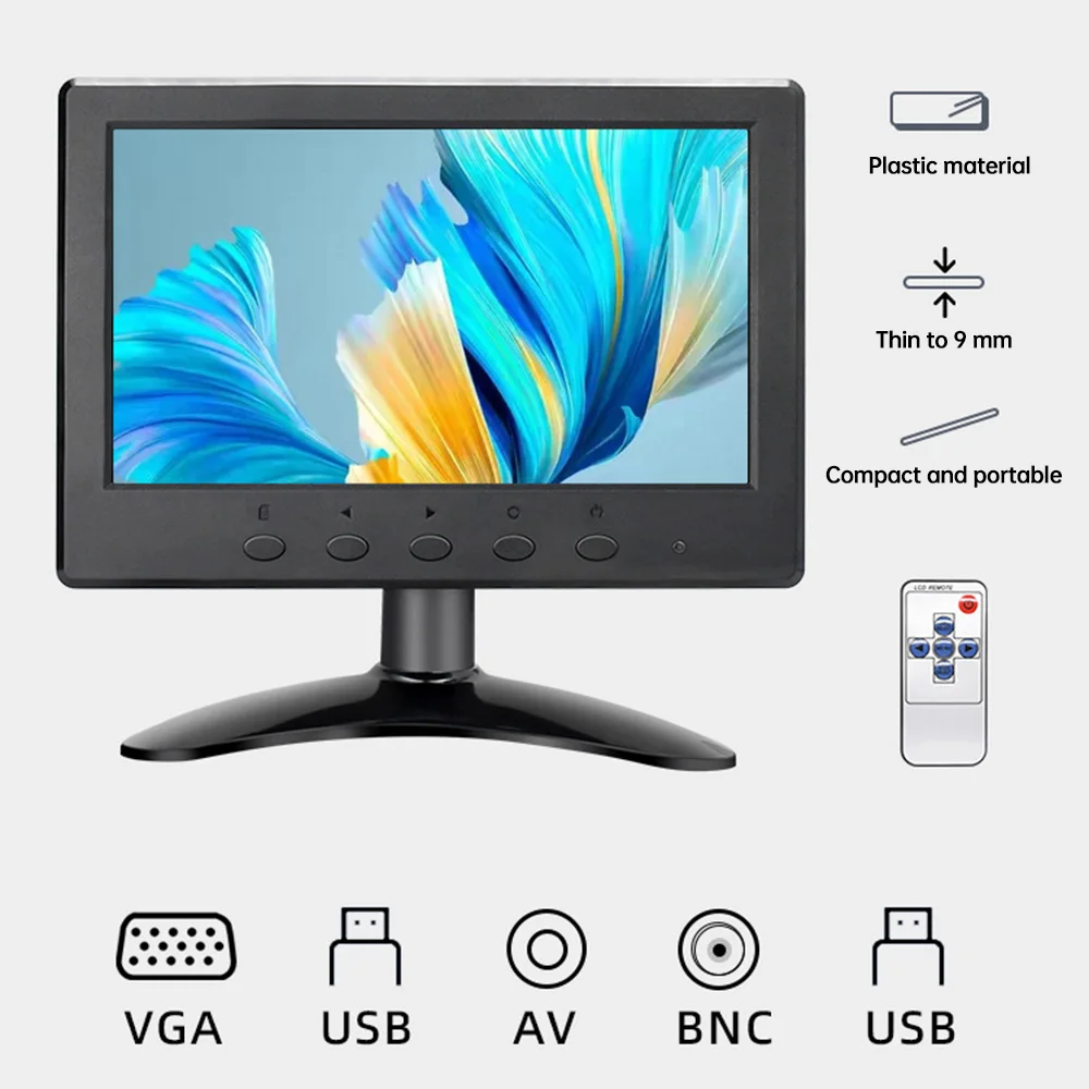 Imagem -03 - Lesown-ips Monitor de Tela Pequeno Extensor de tv Display com Alto-falantes Usado para Sistema Cctv tn Vga Hdmi 1024x768 7