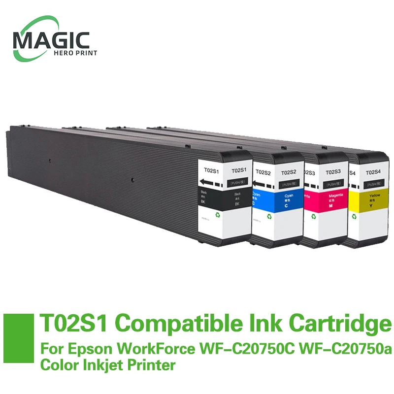 T02S T02S1 T02S2 T02S3 T02S4 C13T02S100 Ink Cartridge Compatible For Epson WorkForce WF-C20750C WF-C20750a Color Inkjet Printer