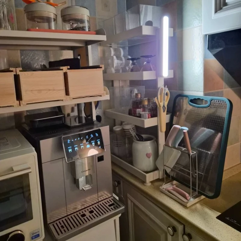 

Кремовый передвижной стеллаж-тележка, книжная полка, съемная полка для хранения, приставная тумба для закусок у дивана, узкий боковой шкафчик на колесиках