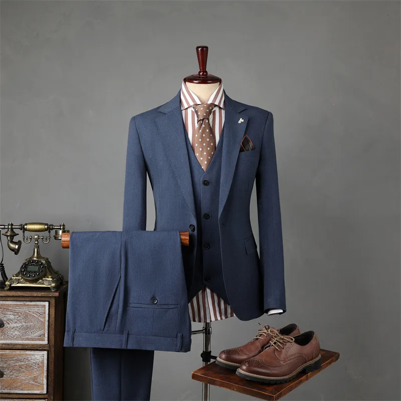 Groom's Suit, Men's Business Professional Formal Wedding Dress, British Style Casual Slim Fit, Korean Version Suit, Men's
