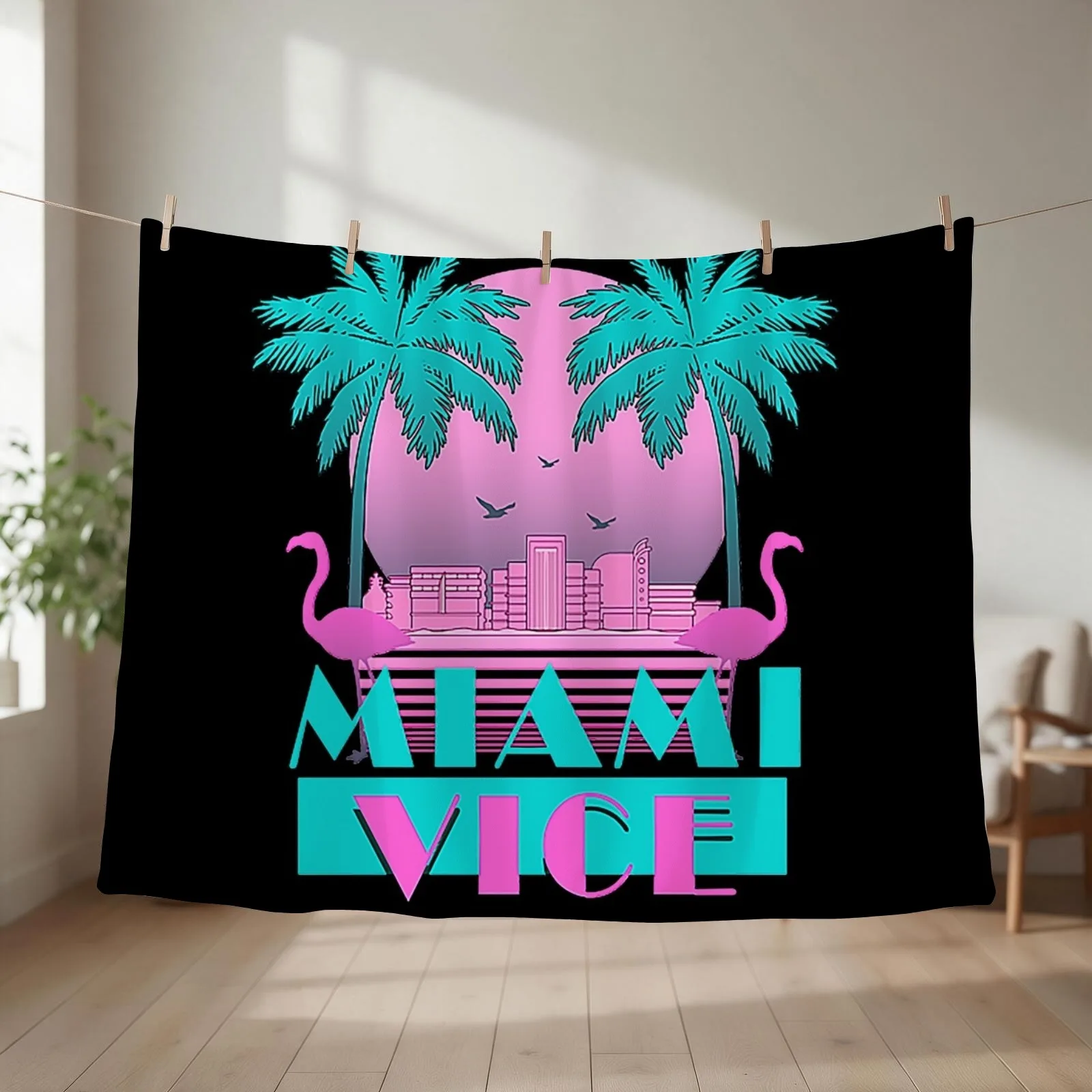 Miami Vice - Retro 80s Design Throw Blanket Soft Beds For Decorative Sofa Heavy halloween Blankets