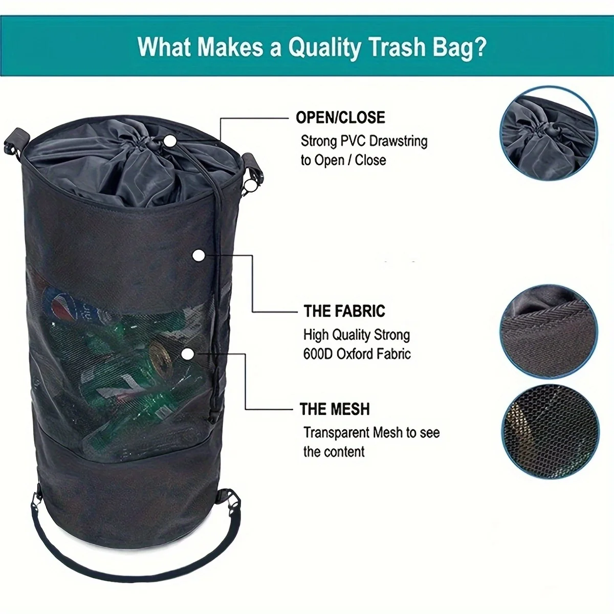 Desiccant Bag Yacht Marine Windproof Drawstring Sundries Storage Bag Outdoor Camping Garbage Collector Bag One Pack