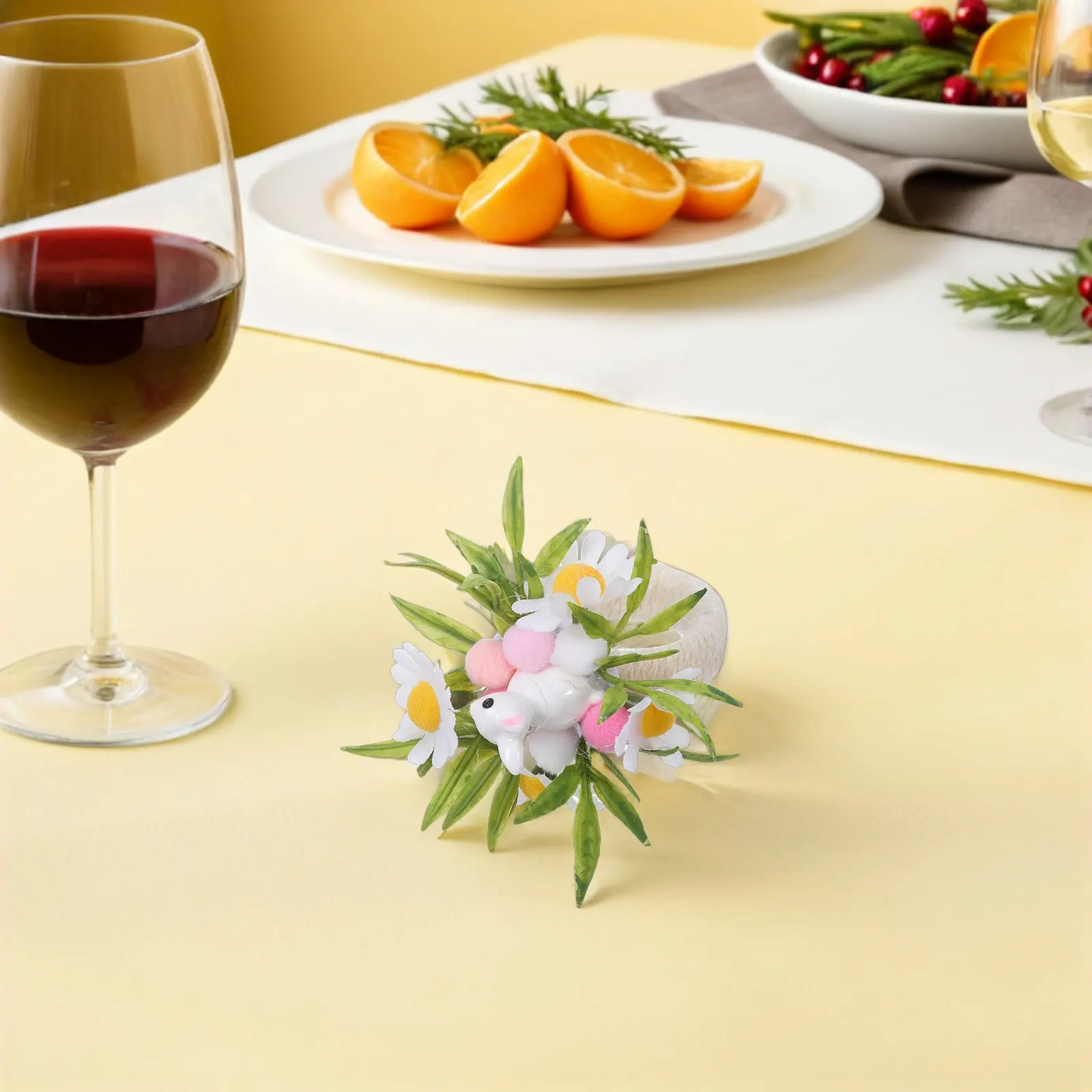 6Pcs Easter Napkin Rings Bunny Holder Rabbit Serviette Ring Rustic Jute Rope Spring Table Decor Reusable Dinner